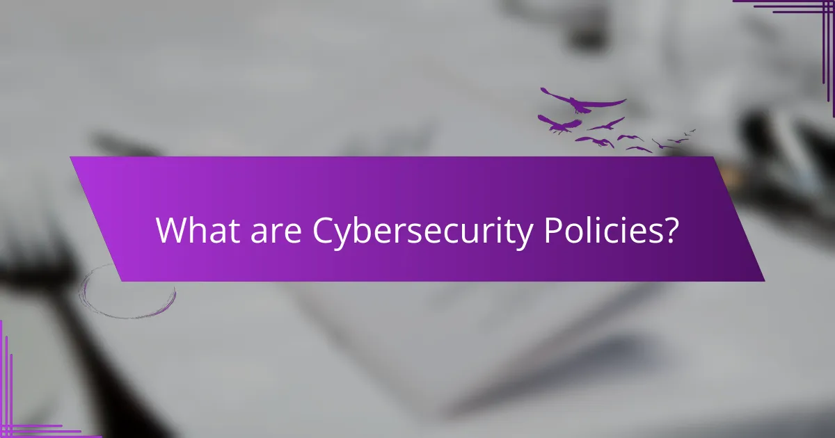 What are Cybersecurity Policies?