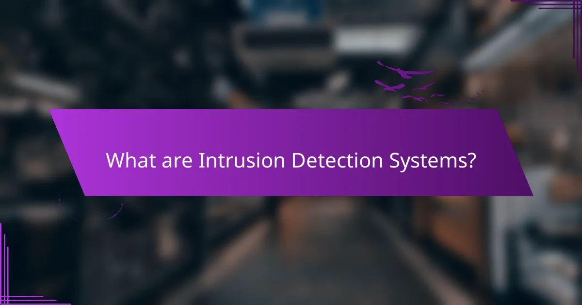 What are Intrusion Detection Systems?