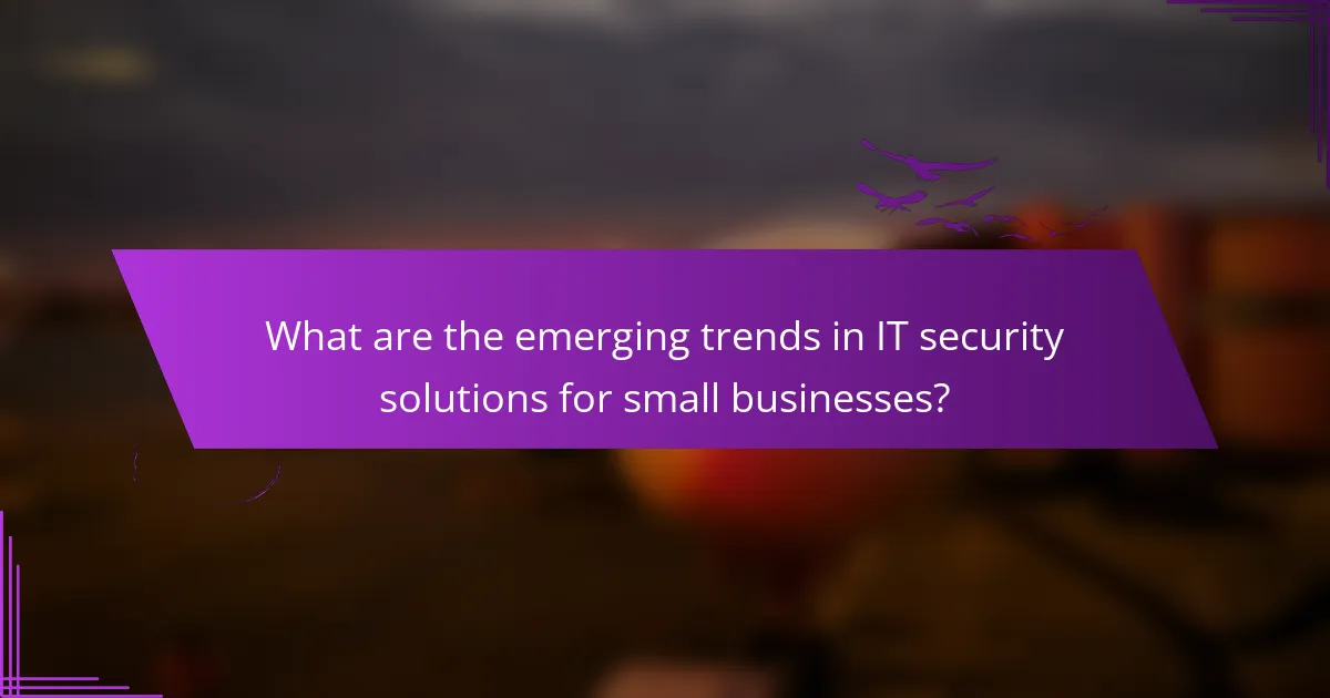 What are the emerging trends in IT security solutions for small businesses?