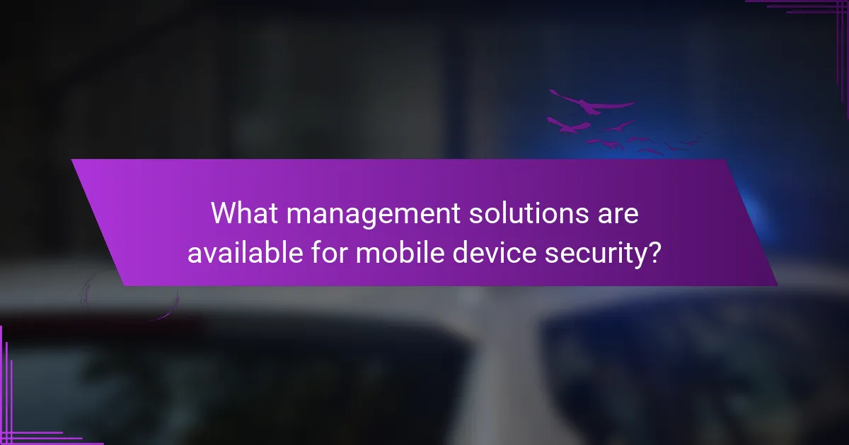 What management solutions are available for mobile device security?
